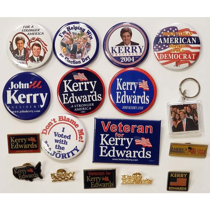 2004 Kerry vs Bush President Campaign Button Political Pinback Pin Educators