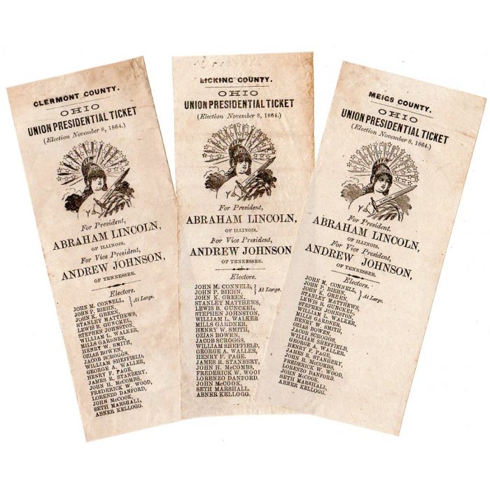 1864 Abraham Lincoln Presidential Tickets Set